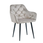 Scaun tip fotoliu living/ dining, taupe, tapiserie catifea, cadru metalic, fix, 62x58x82, Velvet Old